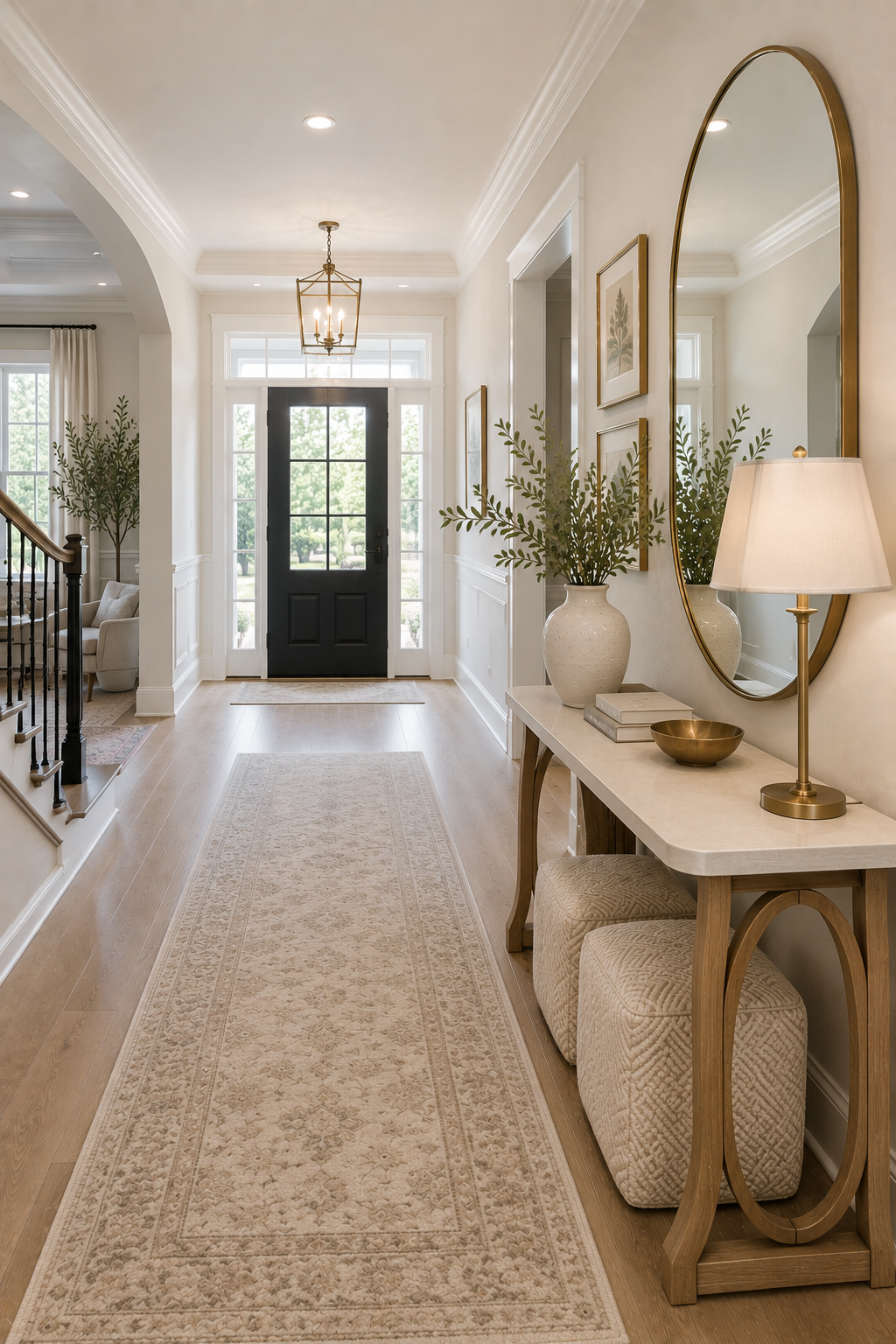 Elegant Neutral Foyer with Console Vignette