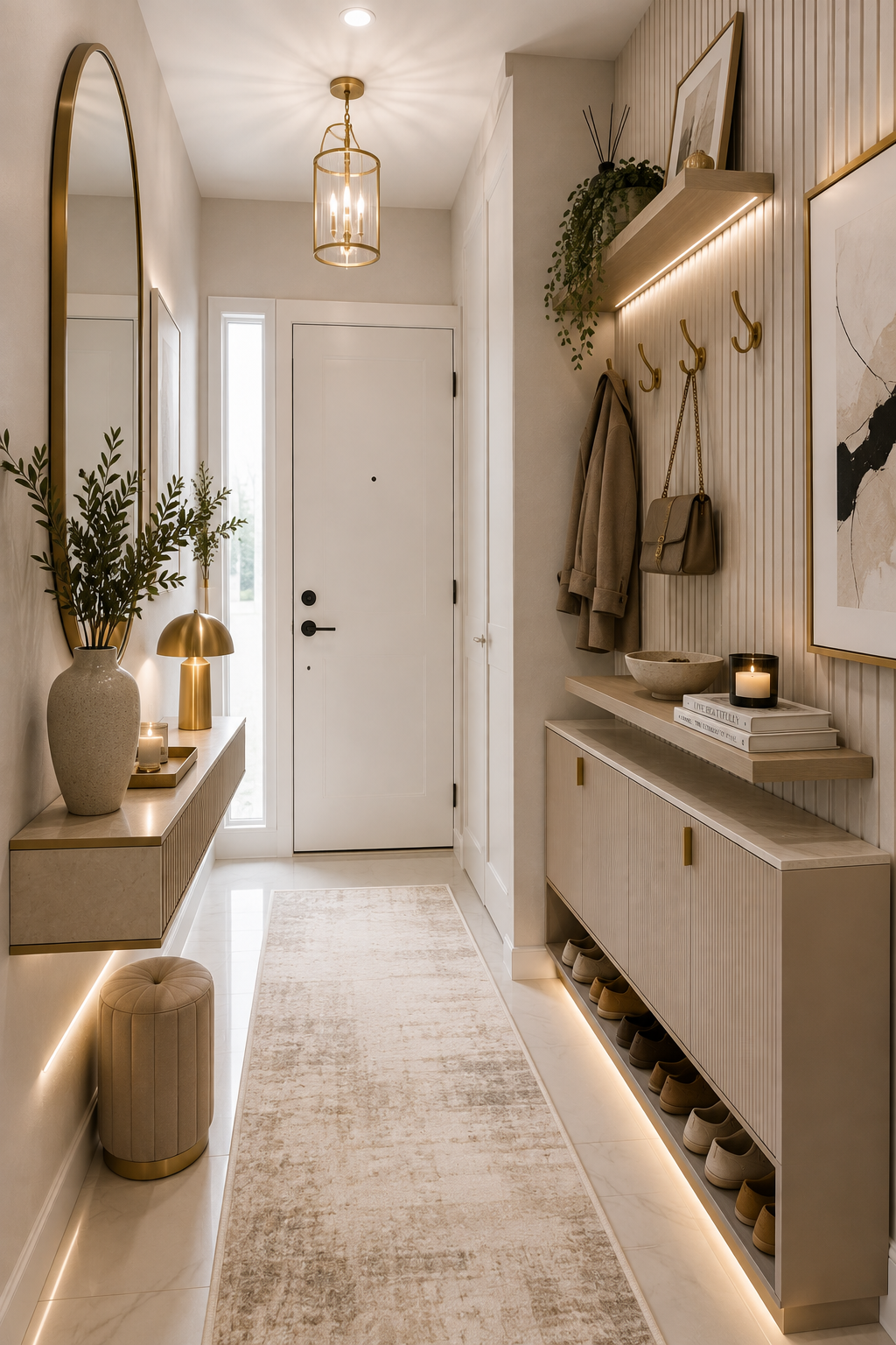 Luxurious Neutral Entryway with Gold Accents
