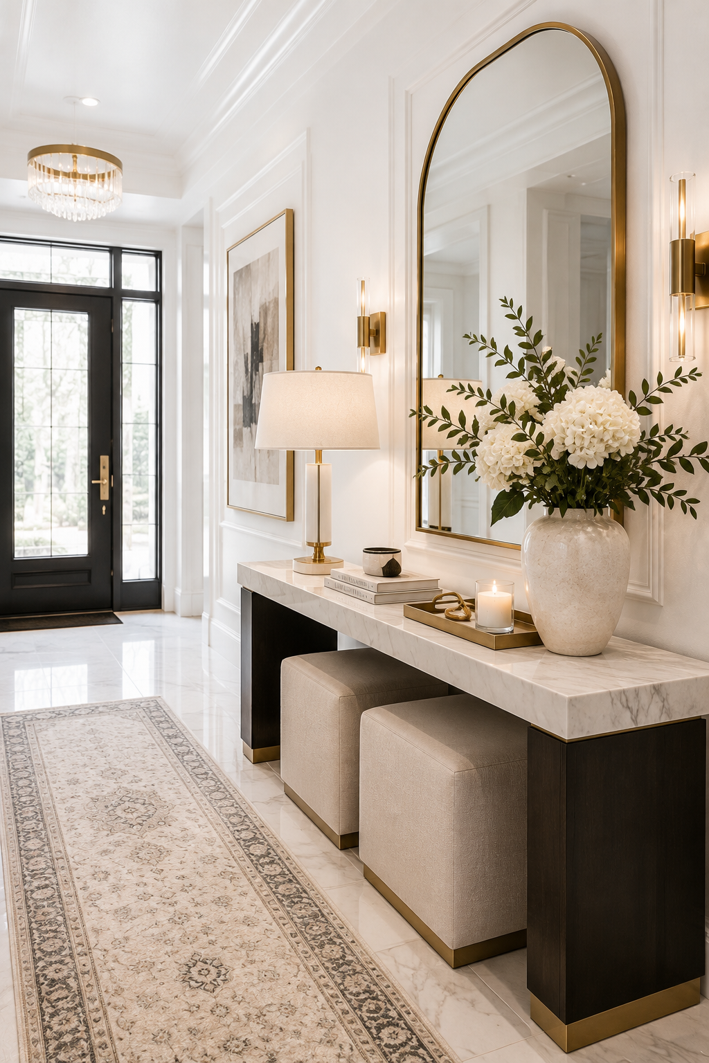 Luxurious Modern Foyer with Gold Accents