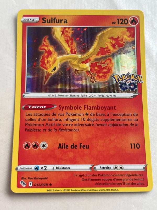 CARTE POKÉMON SULFURA HOLO SÉRIE POGO