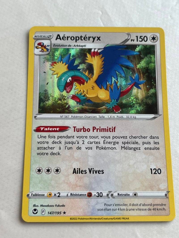 CARTE POKÉMON AEROPTERYX HOLO SÉRIE TEMPÊTE ARGENTÉE