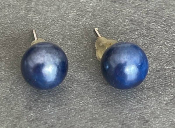 BOUCLES D'OREILLES  PERLE BLEU
