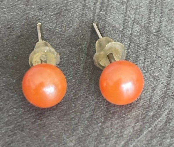 BOUCLES D'OREILLES  PERLE ORANGE