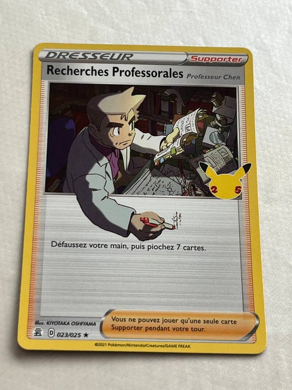 CARTE POKÉMON RECHERCHES PROFESSORALES HOLO SÉRIE 25 ANS