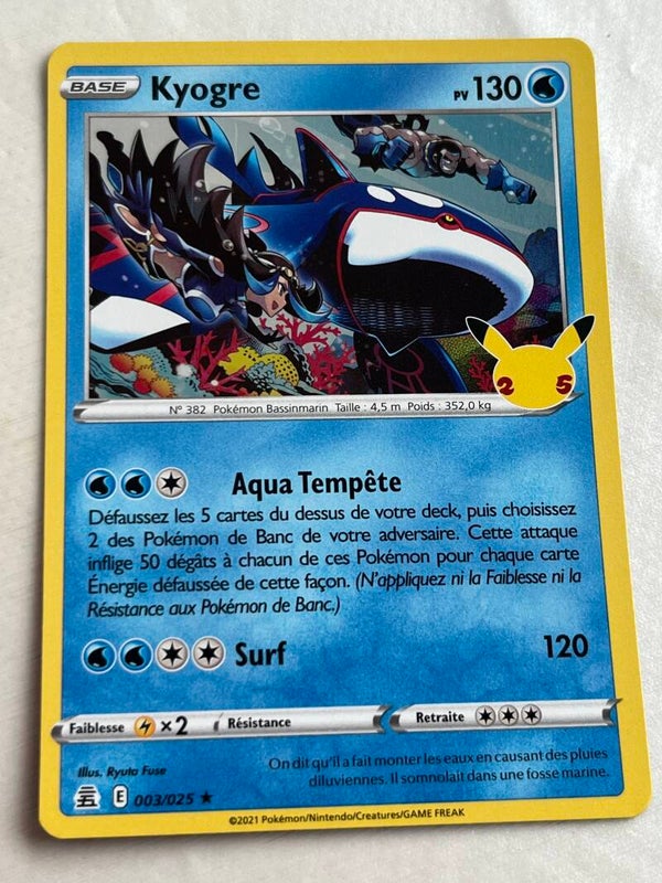 CARTE POKÉMON KYOGRE HOLO SÉRIE 25 ANS