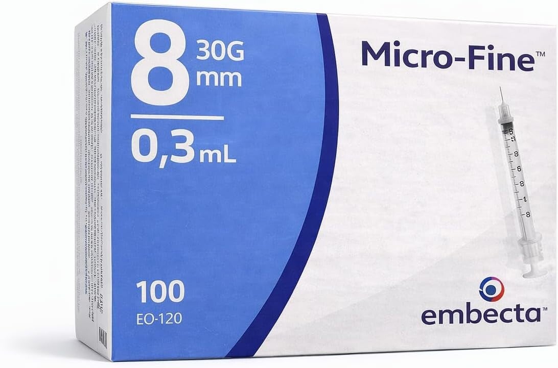 BD Micro-FineTM+ U 100 Insulin Shots 0.3 x 8 mm (Pack of 100)