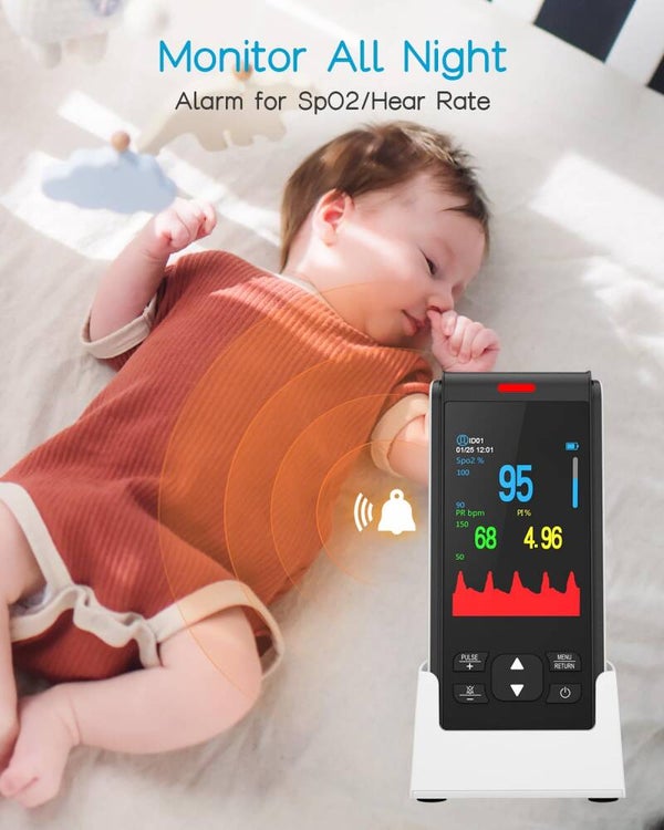 Kinds Pulse Oximeter, Fingertip SpO2 & Heart Rate Monitor with Continuous Overnight Tracking, Alarm, Multi-User Storage
