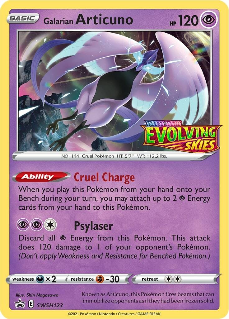 Sword & Shield - Evolving Skies Prerelease Promos Revealed Flaaffy (SWSH122) Galarian Articuno (SWSH123) Galarian Zapdos (SWSH124) Galarian Moltres (SWSH125)