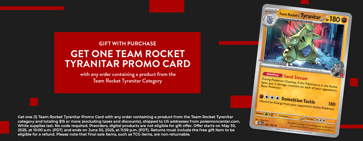 team rocket's tyranitar promo card pokemon center Pokemon Team Rocket's Tyranitar P.M. Center Exclusive Holo Promo #096 PSA  10