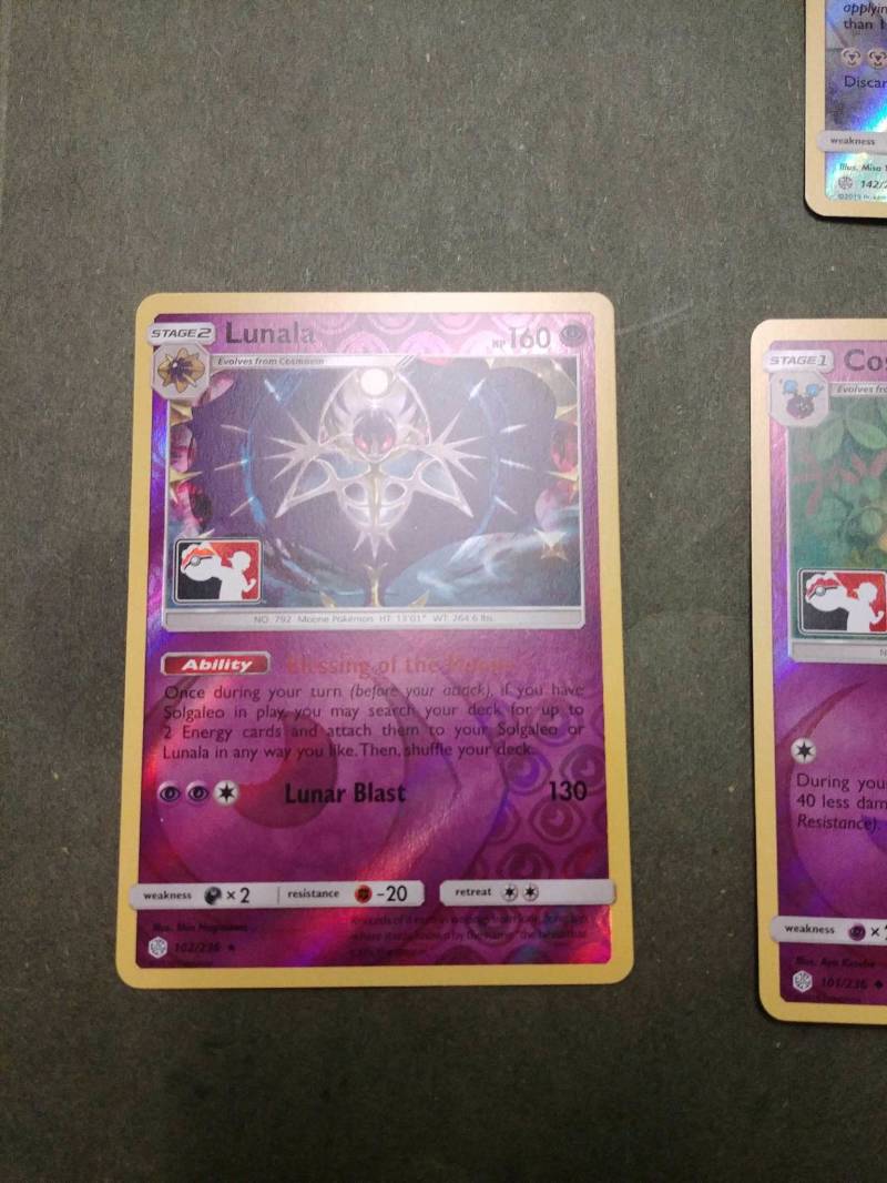 Images of Pokémon Club Cosmog, Cosmoem, Solgaleo and Lunala Promo's