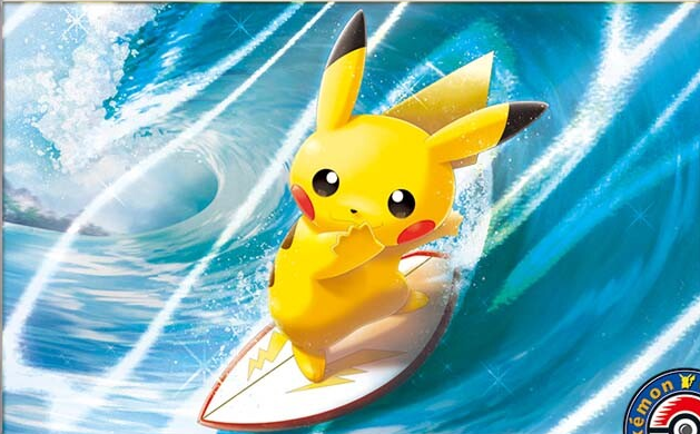  Pokemon Center stamped promo card with "Pikachu playing in the sea"