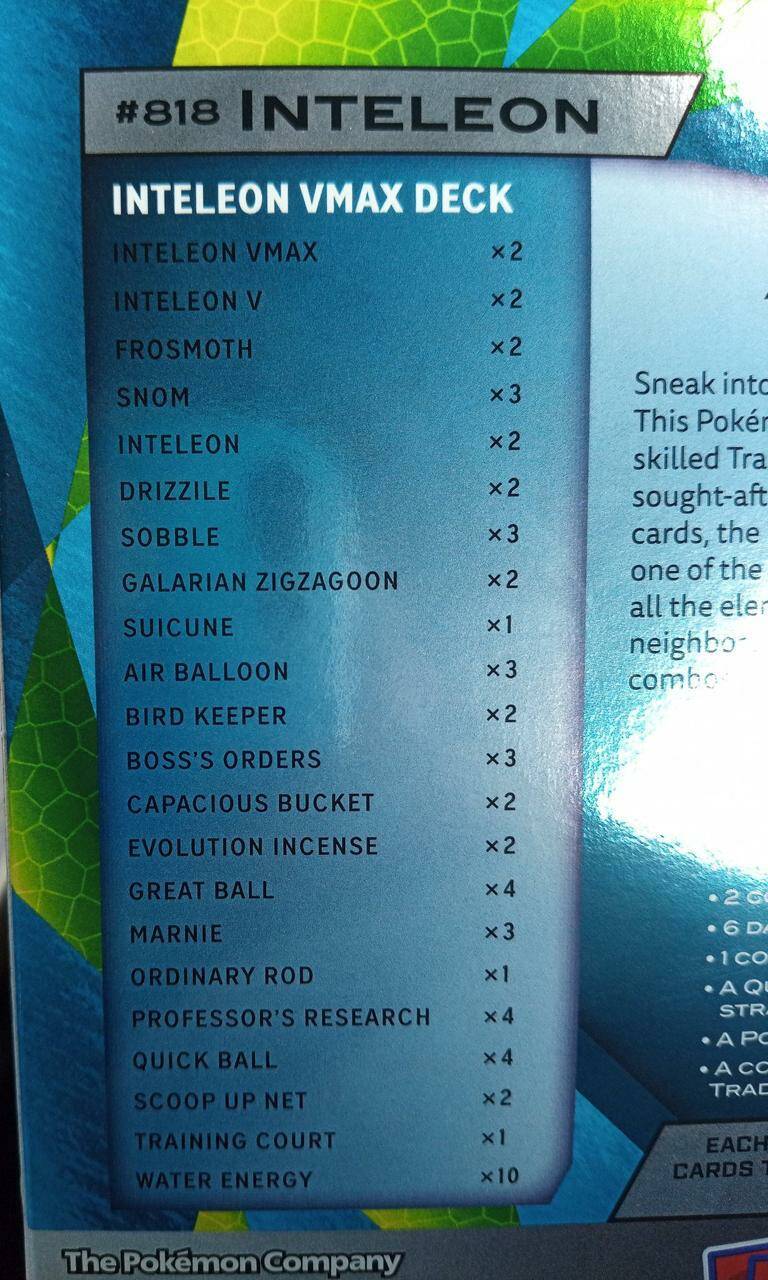 Inteleon VMAX League Battle Deck List Revealed