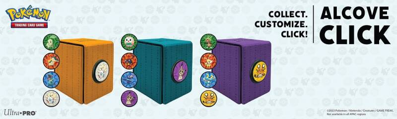 Ultra PRO Pokémon - Kanto / Sinnoh / Galar Alcove Click Deck Box Revealed, Changeable Magnetic Badges