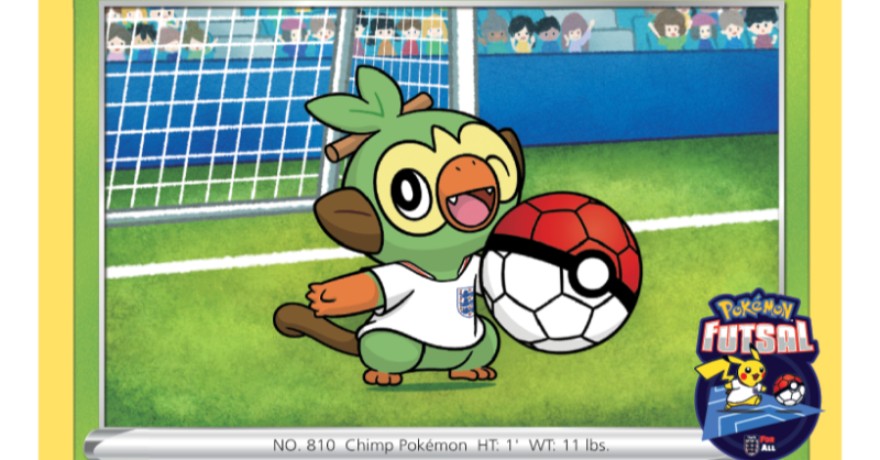Grookey on the Ball GAME UK Exclusive Store Pokémon Futsal Promo Revealed pokemon futsal scorbunny sobble eevee pikachu grookey game uk