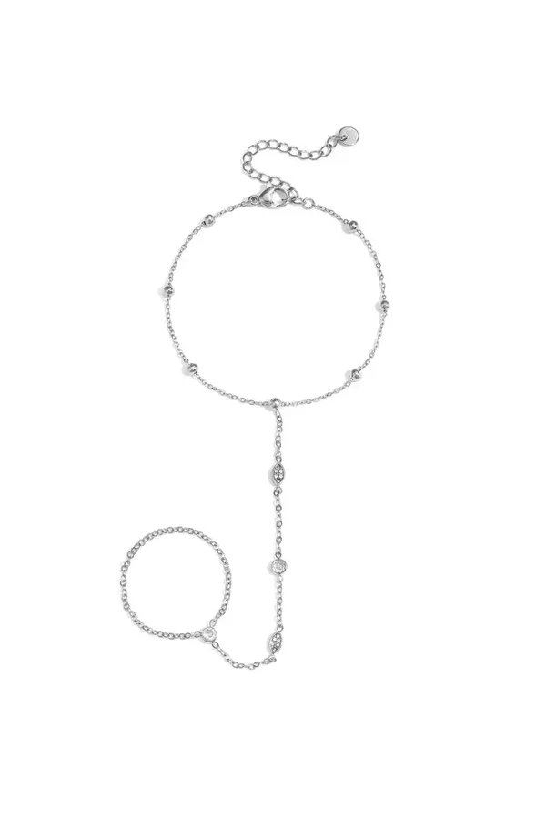 Oval beads hand chain silver