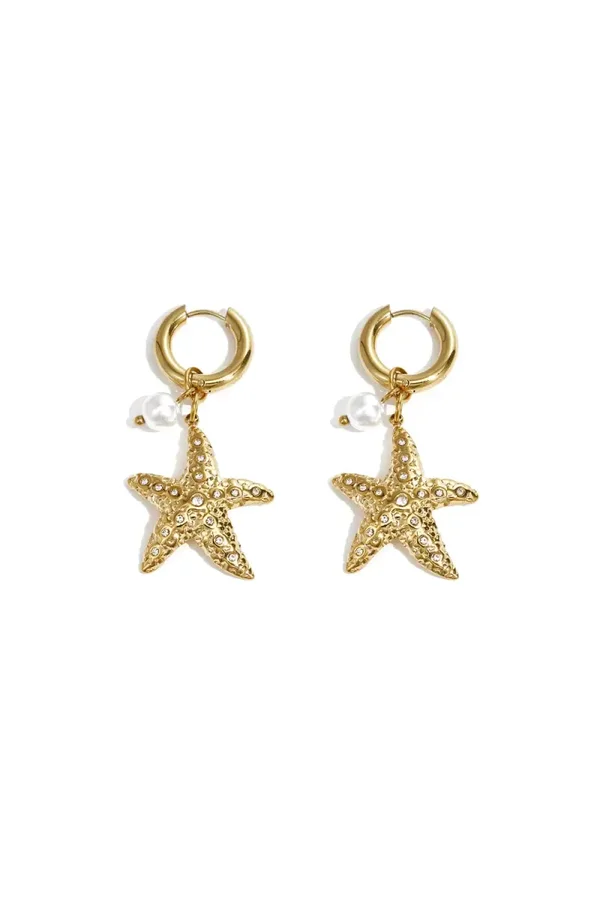 Starfish earrings gold