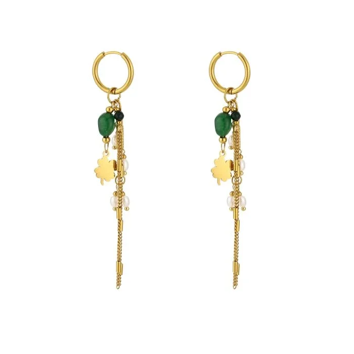 Happy feelings earrings green/gold