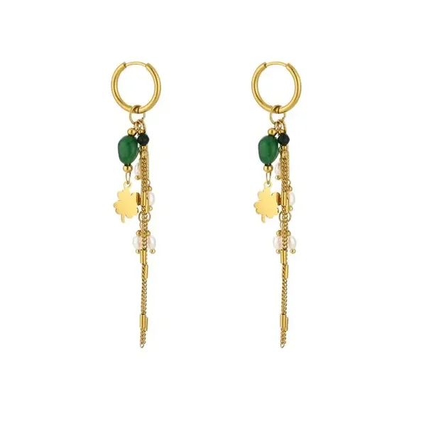 Happy feelings earrings green/gold