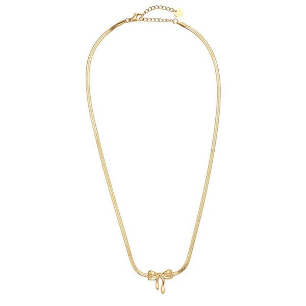 Flat snake bow tie necklace gold