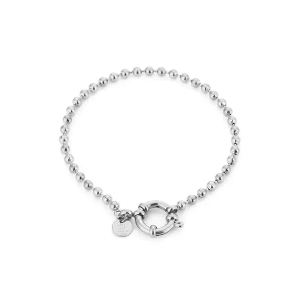 Round closure beads bracelet silver