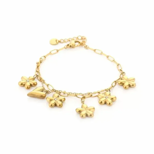 Flower bouquet bracelet gold
