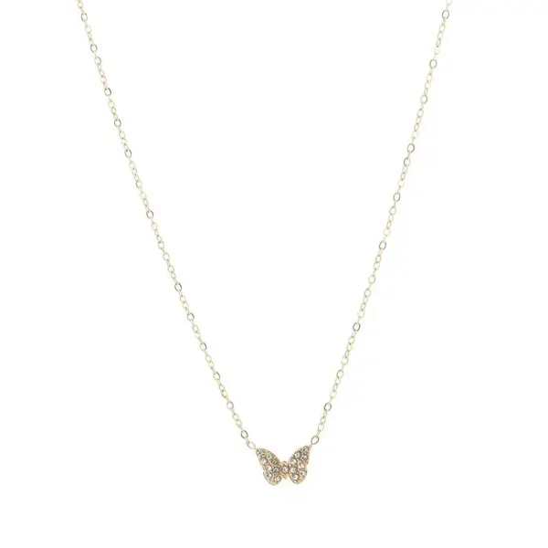 Zircon butterfly necklace gold