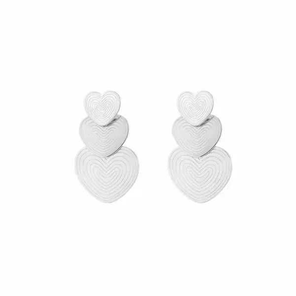 Triple motief heart earrings silver