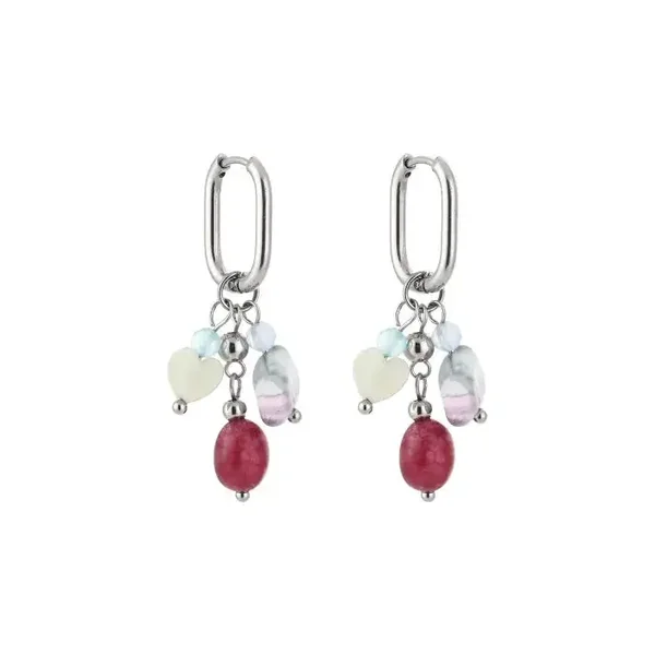 Natural stone earrings silver