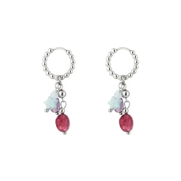 Shining natural stone earrings silver