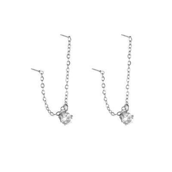 Diamond double earrings silver