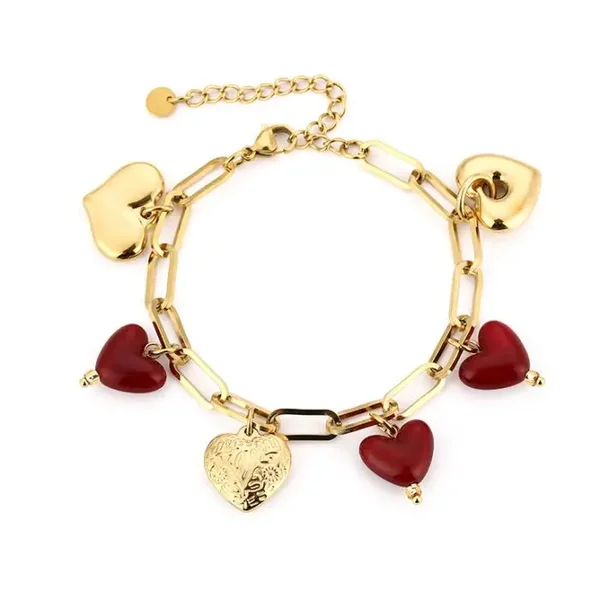 Hearts all over bracelet bordeaux gold