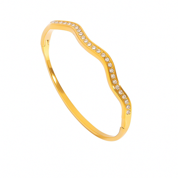 Sparkly wavy bangle gold