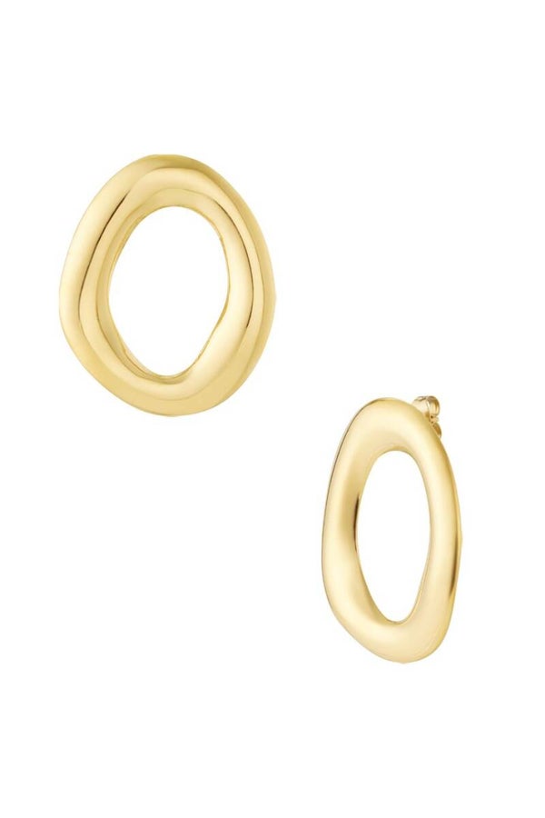 Open hoop stud earrings gold