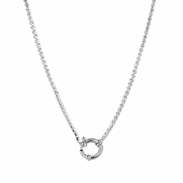 Zircon wheel necklace silver