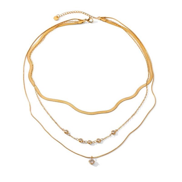 Three layers of beauty necklace gold