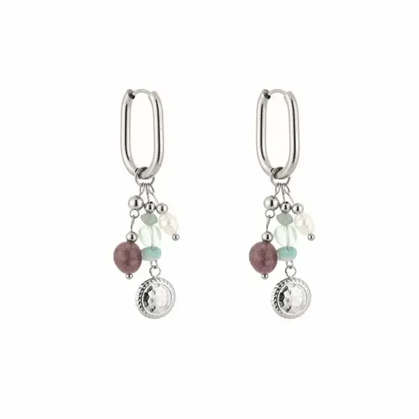 Coin & stones earrings silver