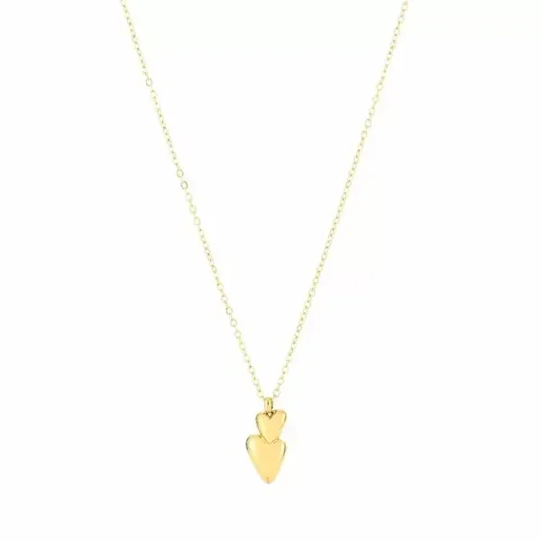 Double heart necklace gold