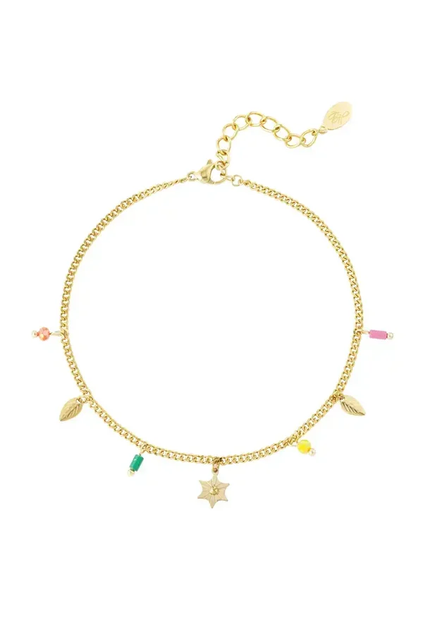 Feather - star anklet gold