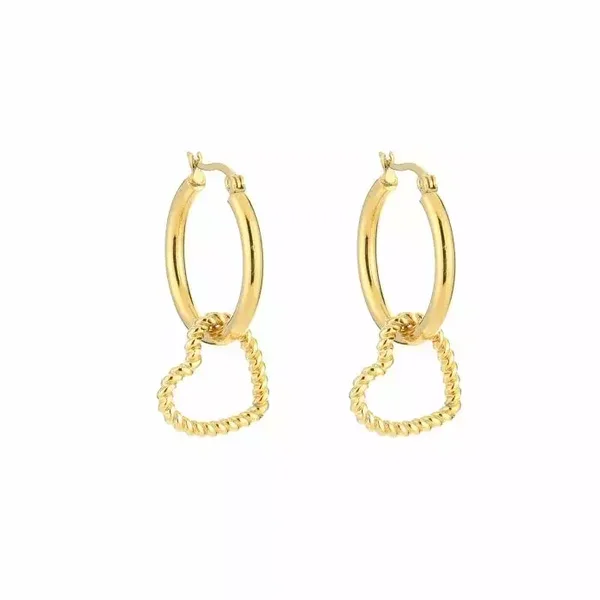 Hoops with a heart earrings gold