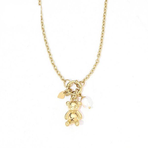 Teddy bear necklace gold