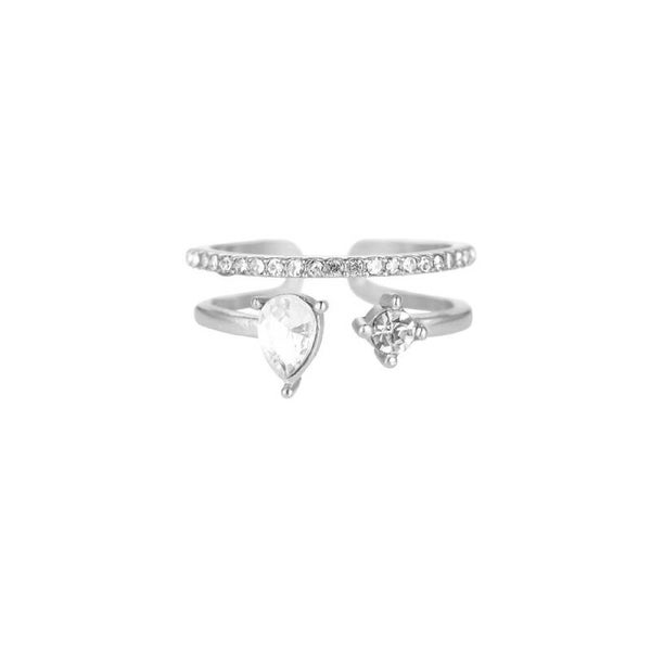 Classic pear diamond ring silver