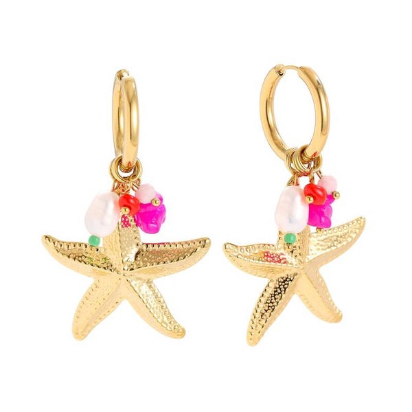 Starfish statement earrings gold