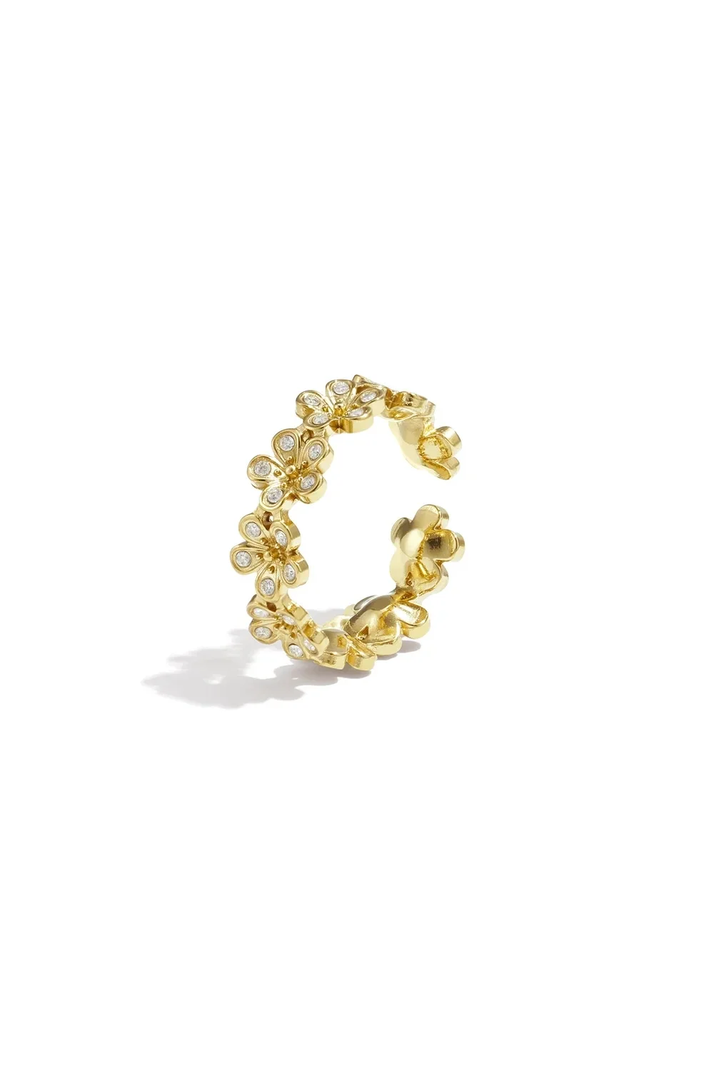 Strass flowers ring gold