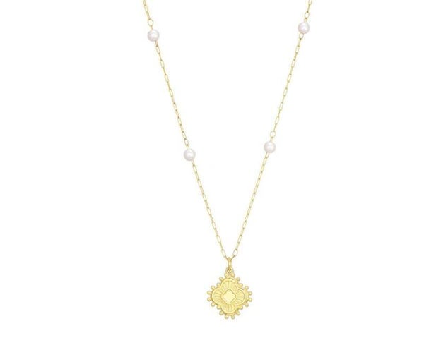 Modest flower necklace gold