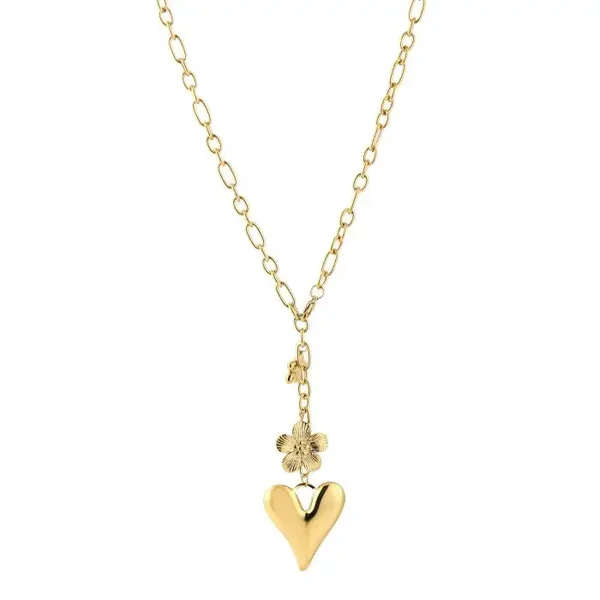 Y necklace with heart gold