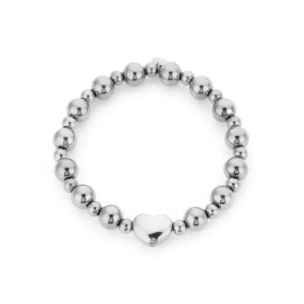 Heart & beads bracelet silver