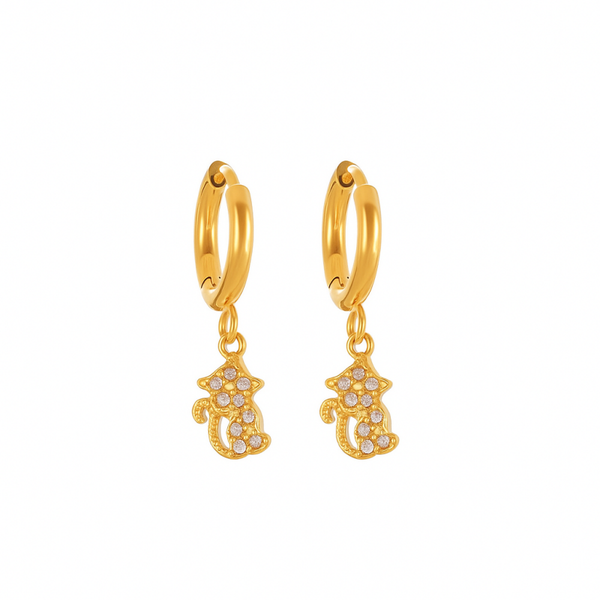 Diamond Cat Earrings gold
