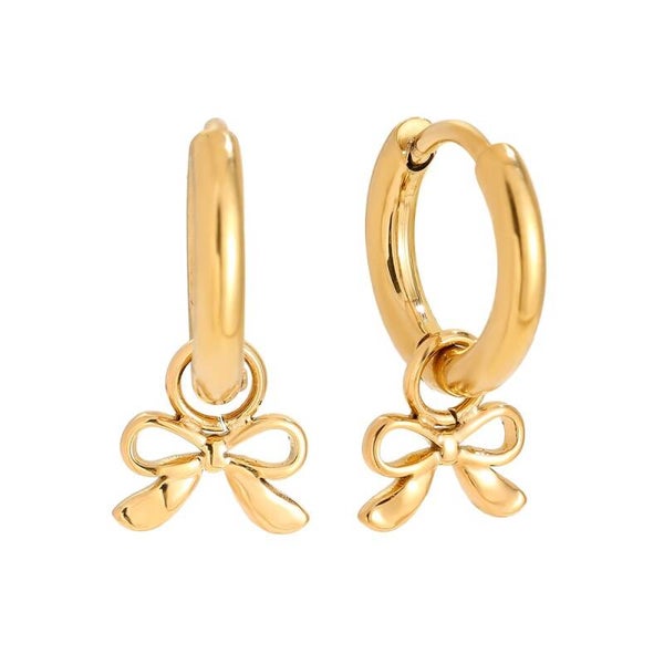 Tiny bow tie earrings gold