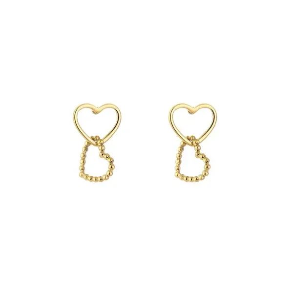 Double love stud earrings gold