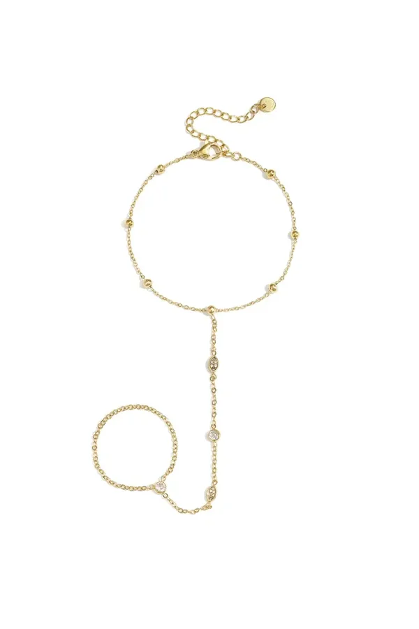 Oval beads hand chain gold